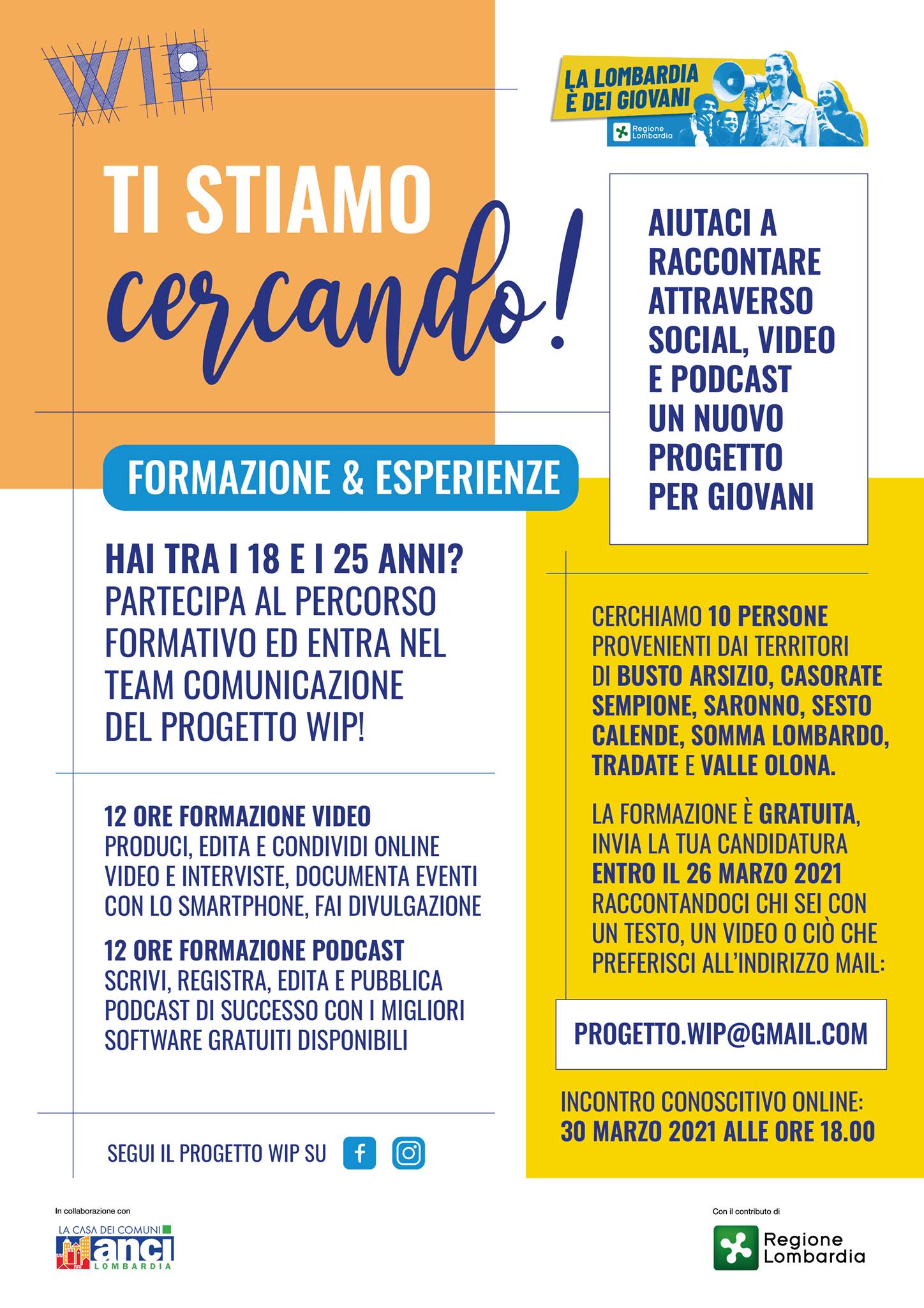 Progetto Wip: opportunità per giovani